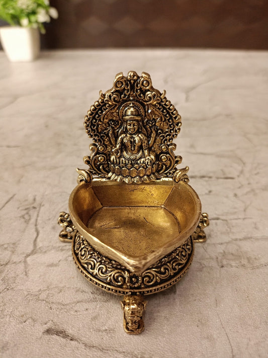 Brass Fine Art Lakshmi Diya | Premium Handcrafted Goddess Lakshmi Brass Oil Lamp for Pooja, Home & Vastu Décor