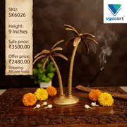 Handcrafted Brass Coconut Tree Showpiece | Tropical Vastu & Tabletop Decor for Prosperity & Growth