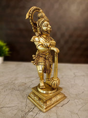 Brass Hanuman Standing Idol | Lord Hanuman Premium Brass Statue for Pooja Room, Home & Vastu Decor