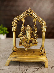 Brass Swing Ganesha Idol – 7.5 Inch | Traditional Hanging Brass Ganesh