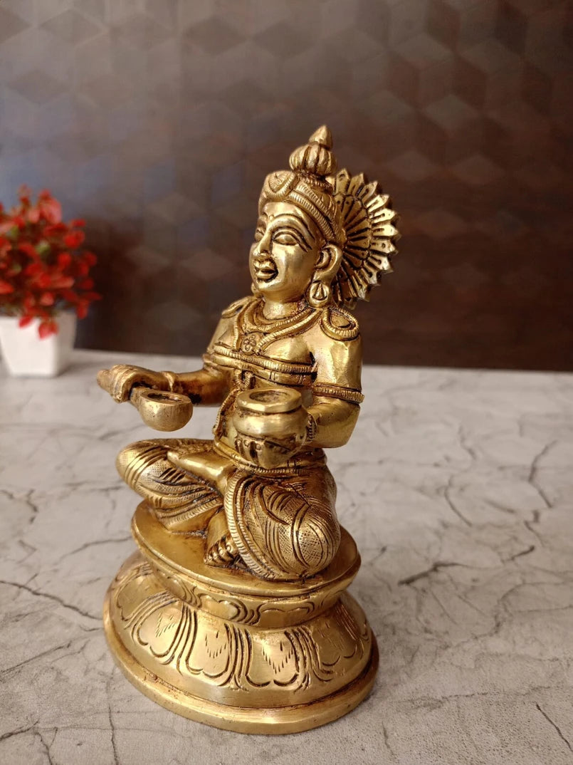 Brass Annapoorani Amman Idol – 7 Inch | Goddess Annapoorna Devi Statue for Pooja Room,  Home Décor