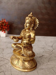 Brass Annapoorani Amman Idol – 7 Inch | Goddess Annapoorna Devi Statue for Pooja Room,  Home Décor
