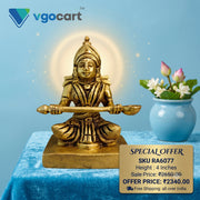 Brass Annapoorani Amman on Chowki Idol – 4 Inch | Traditional Goddess Annapurna Statue for Pooja