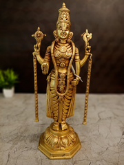 Brass Chain Perumal Idol – 16 Inch | Lord Venkateswara Balaji Brass Statue | Traditional South Indian Pooja Room & Temple Decor