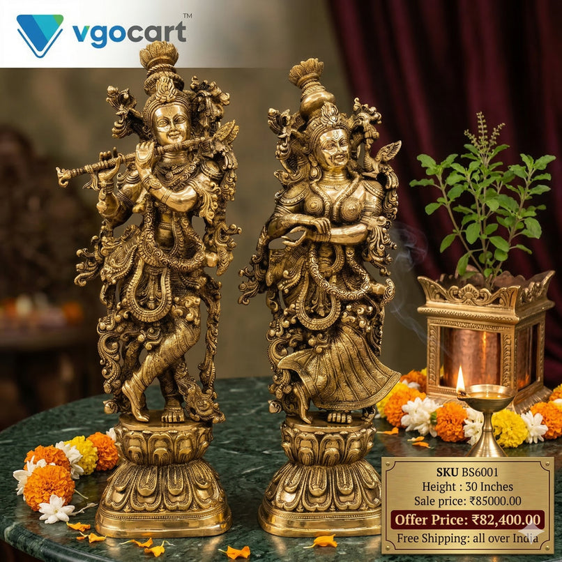 Brass Radha and Krishna Idols