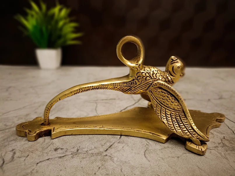 Brass Parrot Bracket Wall Mount – 7.5 Inch | Traditional Parrot Wall Décor | Antique Brass Bird Wall Hanging for Home & Pooja Decor