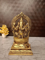 Brass Lakshmi Ganesha Saraswathi Idol Set 10 Inch – Divine Hindu Trinity for Pooja Room & Home Décor