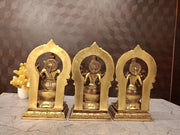 Brass Lakshmi Ganesha Saraswathi Idol Set 10 Inch – Divine Hindu Trinity for Pooja Room & Home Décor