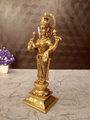 Brass Lakshmi Idol for Pooja 10.5 Inch | Goddess Lakshmi Brass Statue for Home Temple & Prosperity