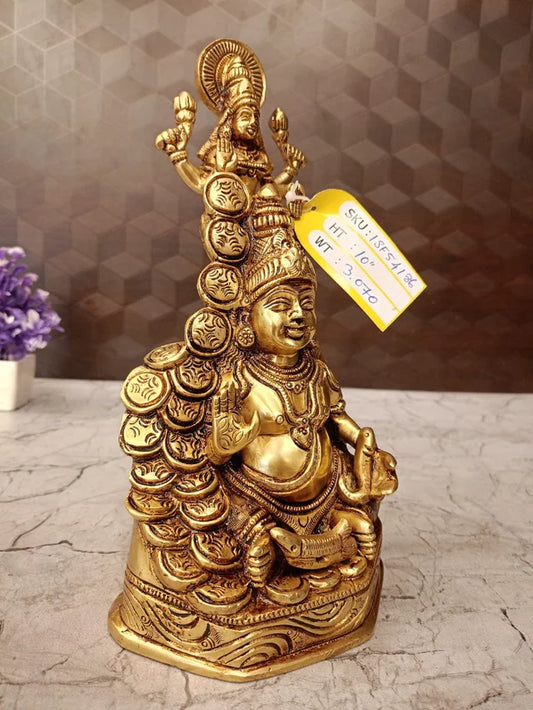 Brass Lakshmi Kuber Statue for Pooja | Lakshmi Kubera Brass Idol for Wealth, Prosperity & Home Decor