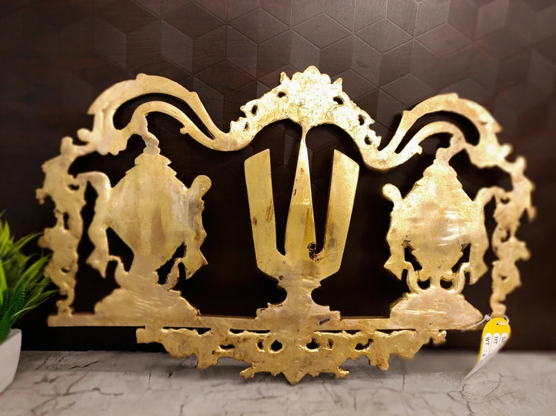 Brass Sangu Chakra Namam Wall Mount – 13 Inch | Traditional Vaishnavite Wall Décor for Pooja Room & Home