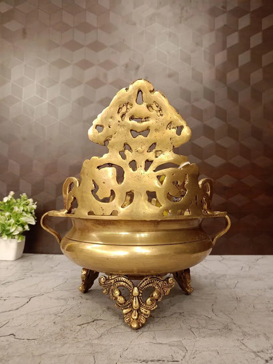 Designer Brass Uruli with Golden Antique Finish | Traditional Decorative Urli for Home Decor, Pooja & Vastu