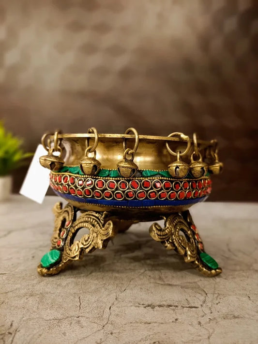 Brass Uruli Bell Stone Finish 5 Inch | Traditional Decorative Brass Urli Bowl for Floating Flowers, Pooja & Home Décor