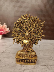Brass Buddha Under Tree Idol 6.5 Inch – Meditation Buddha Statue for Peaceful Home & Spiritual Décor