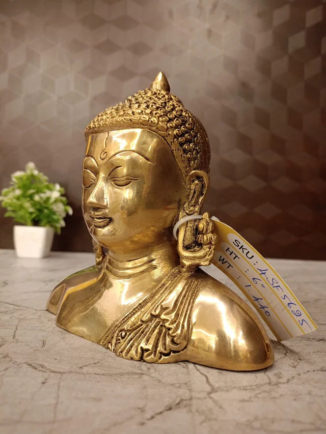 Brass Semi Buddha Idol with Golden Finish | Buddha Statue for Home Décor, Meditation & Peaceful Ambience