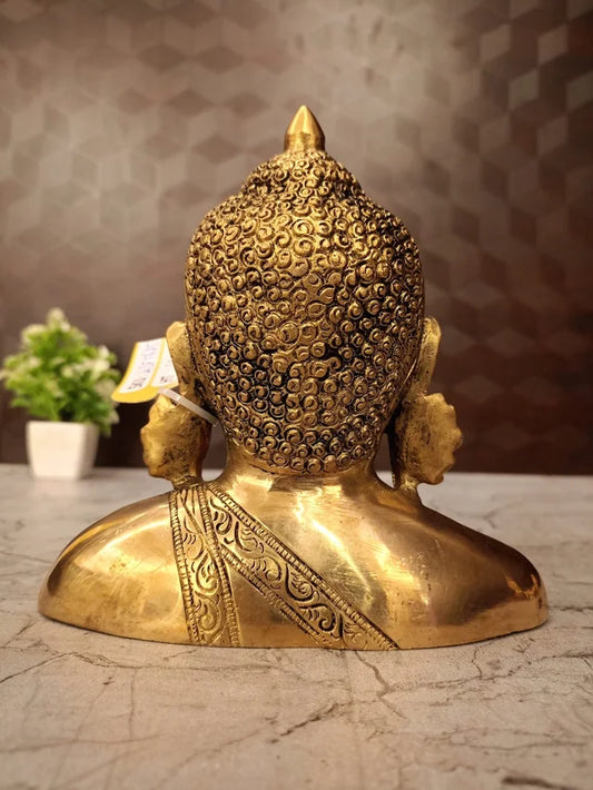 Brass Semi Buddha Idol with Golden Finish | Buddha Statue for Home Décor, Meditation & Peaceful Ambience