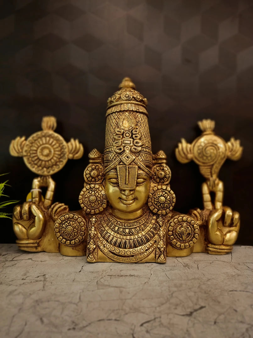 Brass Balaji Venkateswara Wall Mount – 12 Inch | Traditional Lord Venkateswara Wall Decor for Pooja & Home