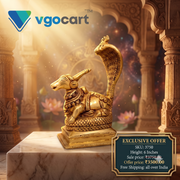 Brass Nandi Snake Idol 6 Inch – Sacred Nandi with Serpent Brass Statue for Pooja Room & Shiva Décor
