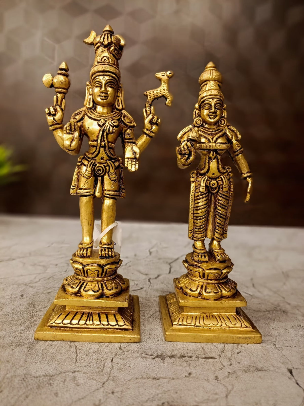 Brass Shiva Parvathi Idol 8 Inch | Lord Shiva & Goddess Parvati Divine Couple Statue for Home Temple & Vastu