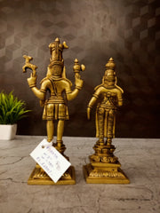 Brass Shiva Parvathi Idol 8 Inch | Lord Shiva & Goddess Parvati Divine Couple Statue for Home Temple & Vastu