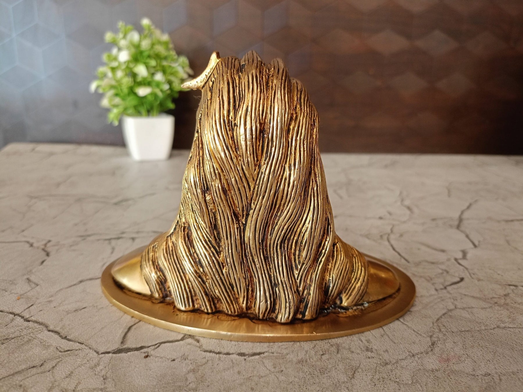 Brass Adiyogi Idol with Golden Antique Finish | Lord Shiva Adiyogi Statue for Pooja Room, Home Temple, Office & Meditation Decor