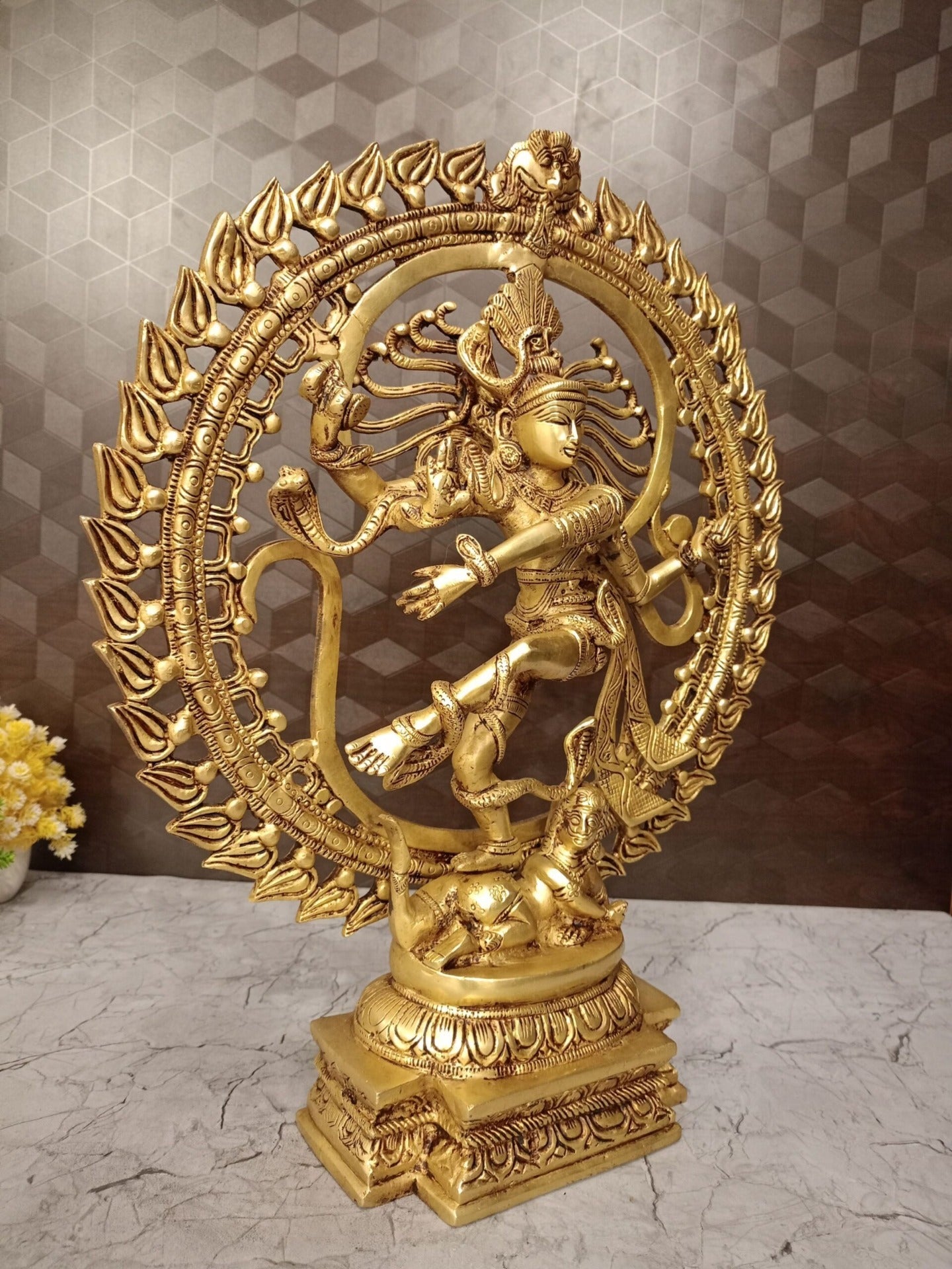 Buy Brass Natarajar Statue 20 Inch | Superfine Handcrafted Lord Shiva Nataraja Idol with Antique Finish | Cosmic Dancer for Pooja & Home Decor