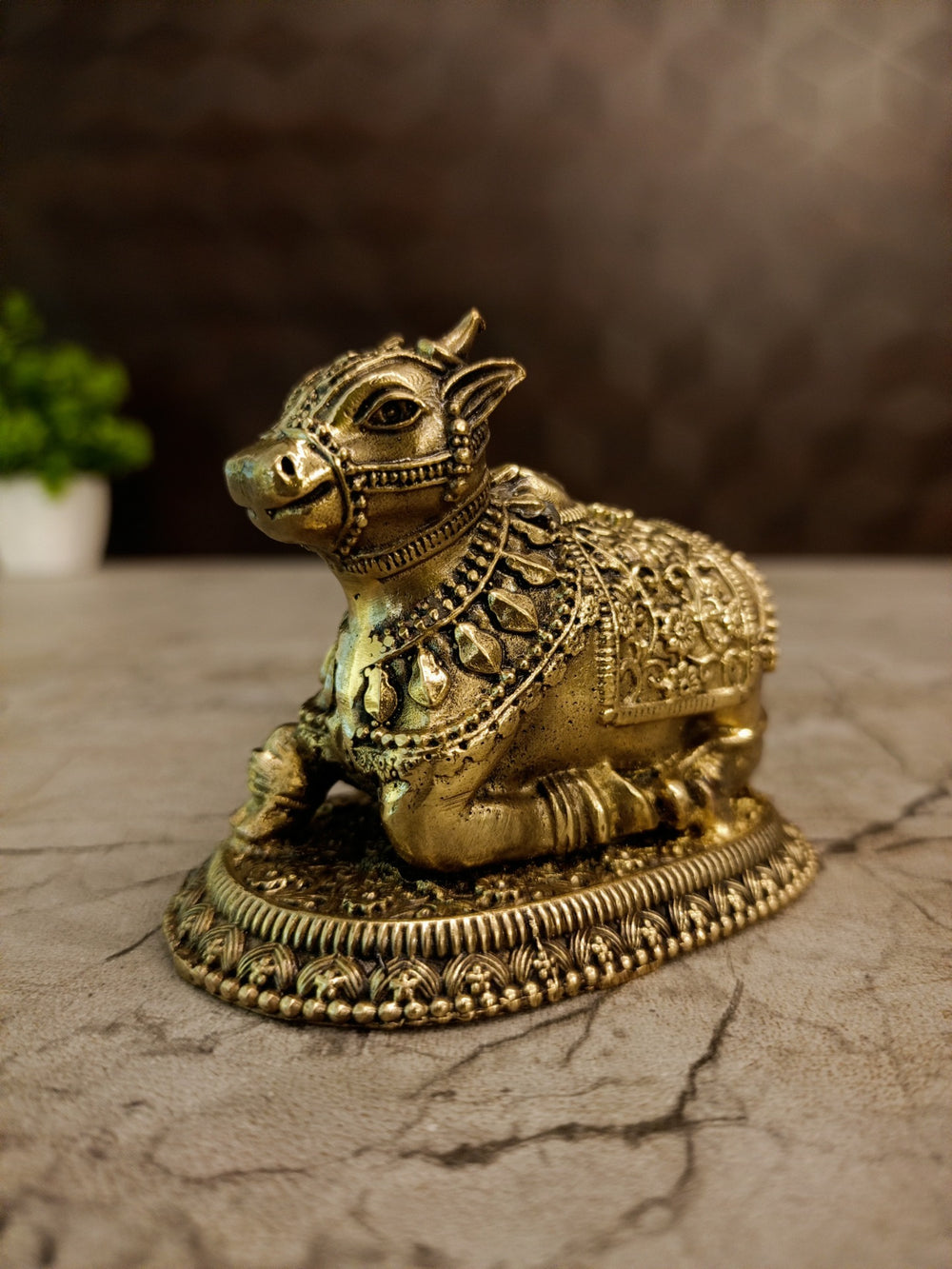 Brass Fine Art Nandhi Idol (2.5″) | Handcrafted Pure Brass Nandi Statue for Home Temple & Decor