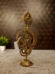 Brass Designer Om Vel With Murugan (11 Inch) | Handcrafted Divine Kartikeya Spear for Home Temple & Decor