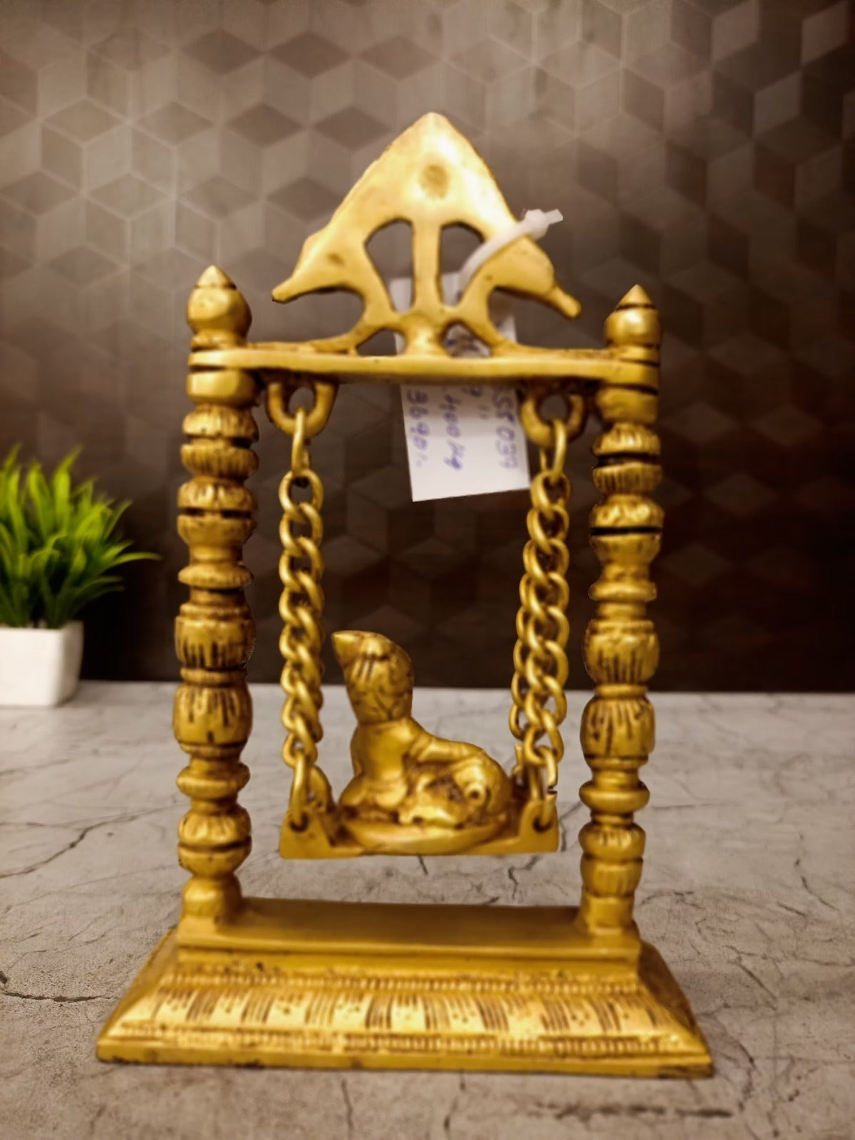 Brass Swing Baby Krishna Idol | Premium Bal Krishna Jhula Brass Statue for Pooja, Home & Vastu Decor