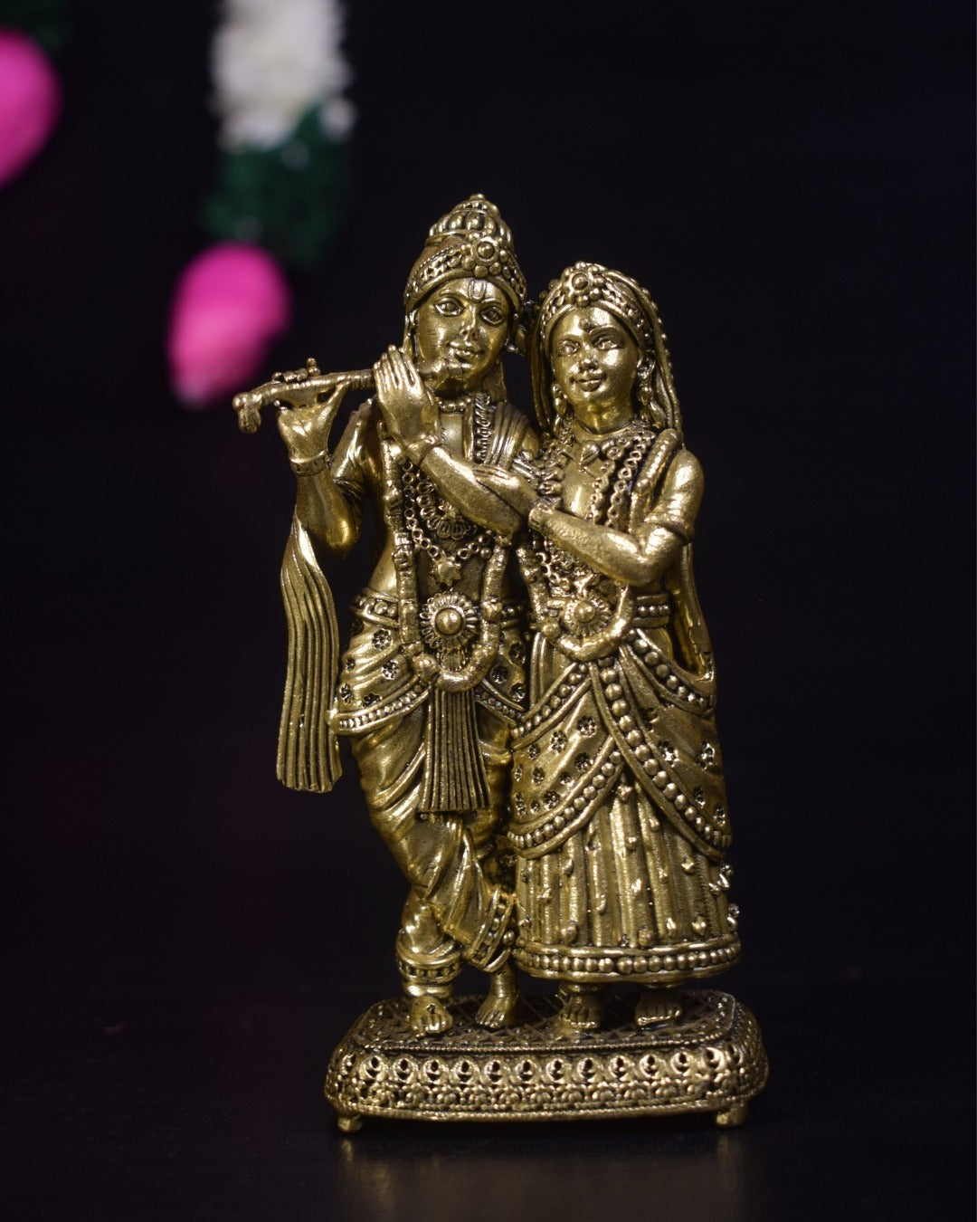 Brass Radha Krishna Idol | Premium Handcrafted Brass Krishna Radha Statue for Pooja, Home & Vastu Décor