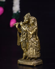 Brass Radha Krishna Idol | Premium Handcrafted Brass Krishna Radha Statue for Pooja, Home & Vastu Décor