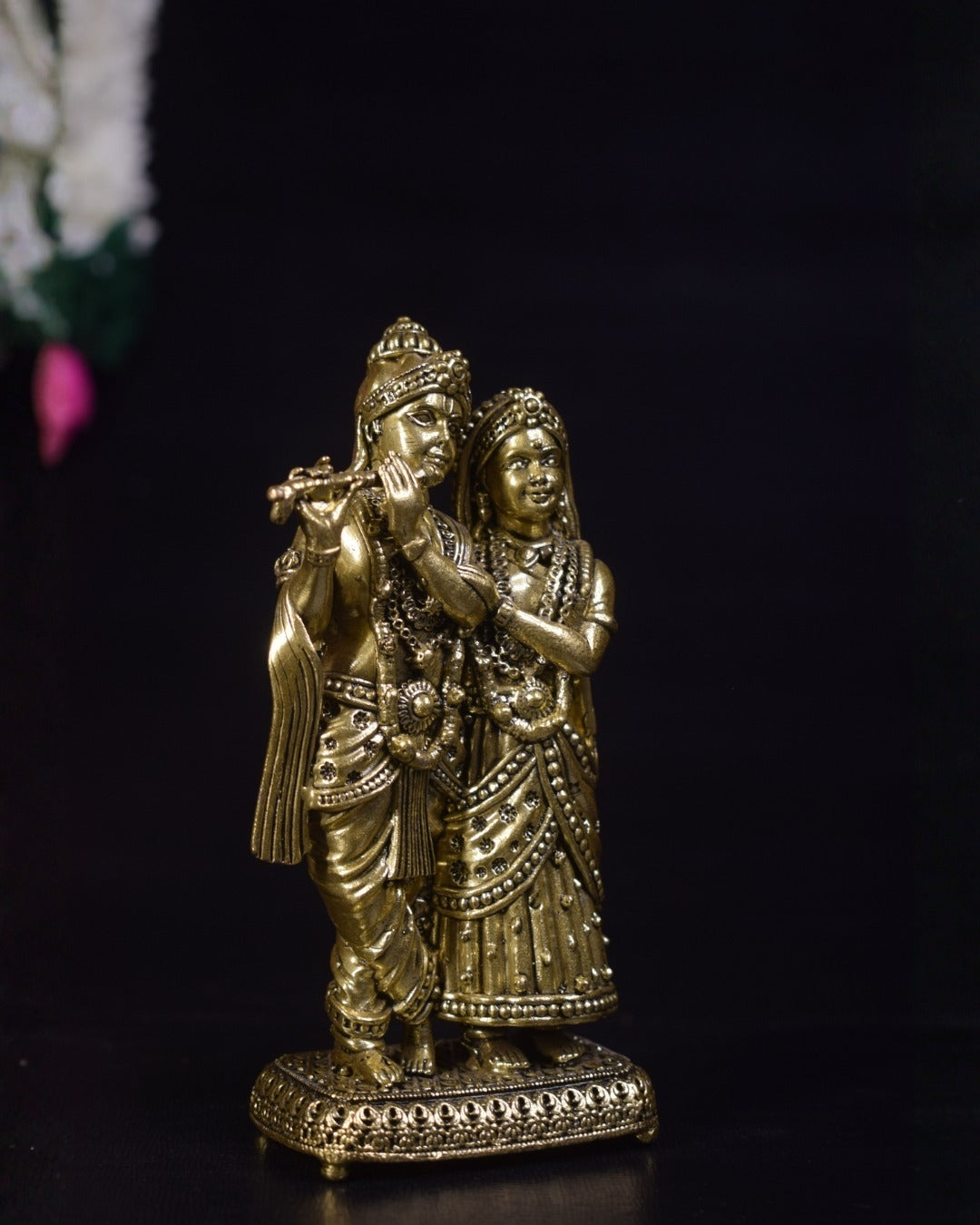 Brass Radha Krishna Idol | Premium Handcrafted Brass Krishna Radha Statue for Pooja, Home & Vastu Décor