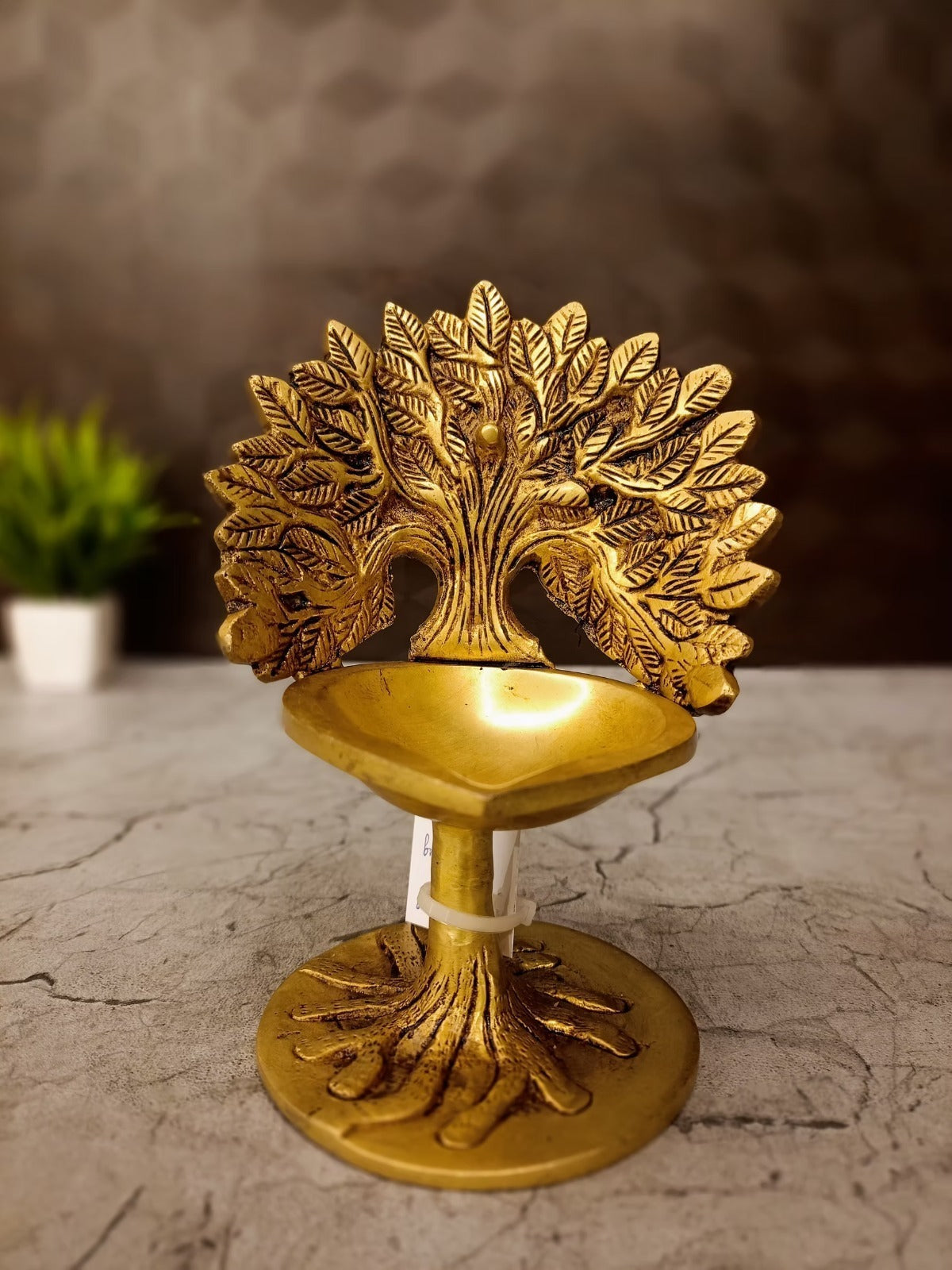 Brass Kalpavriksha Tree Diya | Divine Wish-Fulfilling Tree Brass Oil Lamp for Pooja, Home & Vastu