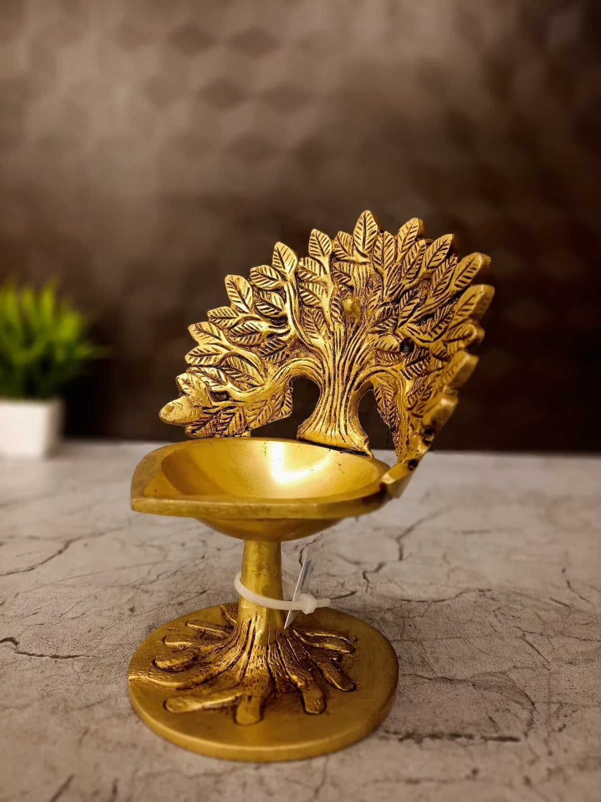 Brass Kalpavriksha Tree Diya | Divine Wish-Fulfilling Tree Brass Oil Lamp for Pooja, Home & Vastu