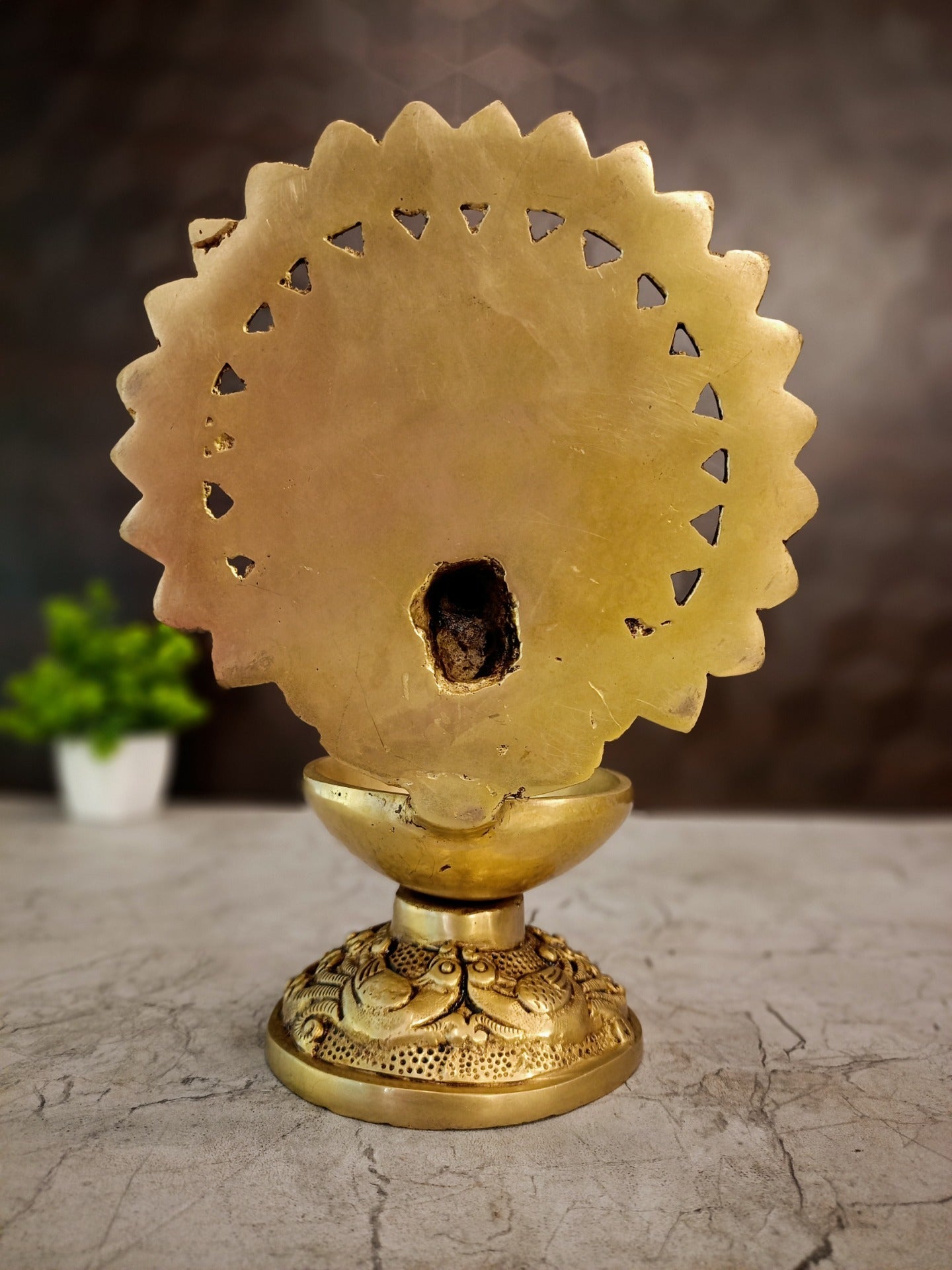 Brass Single Face Peacock Diya | Handcrafted Brass Mayil Oil Lamp for Pooja, Home & Vastu