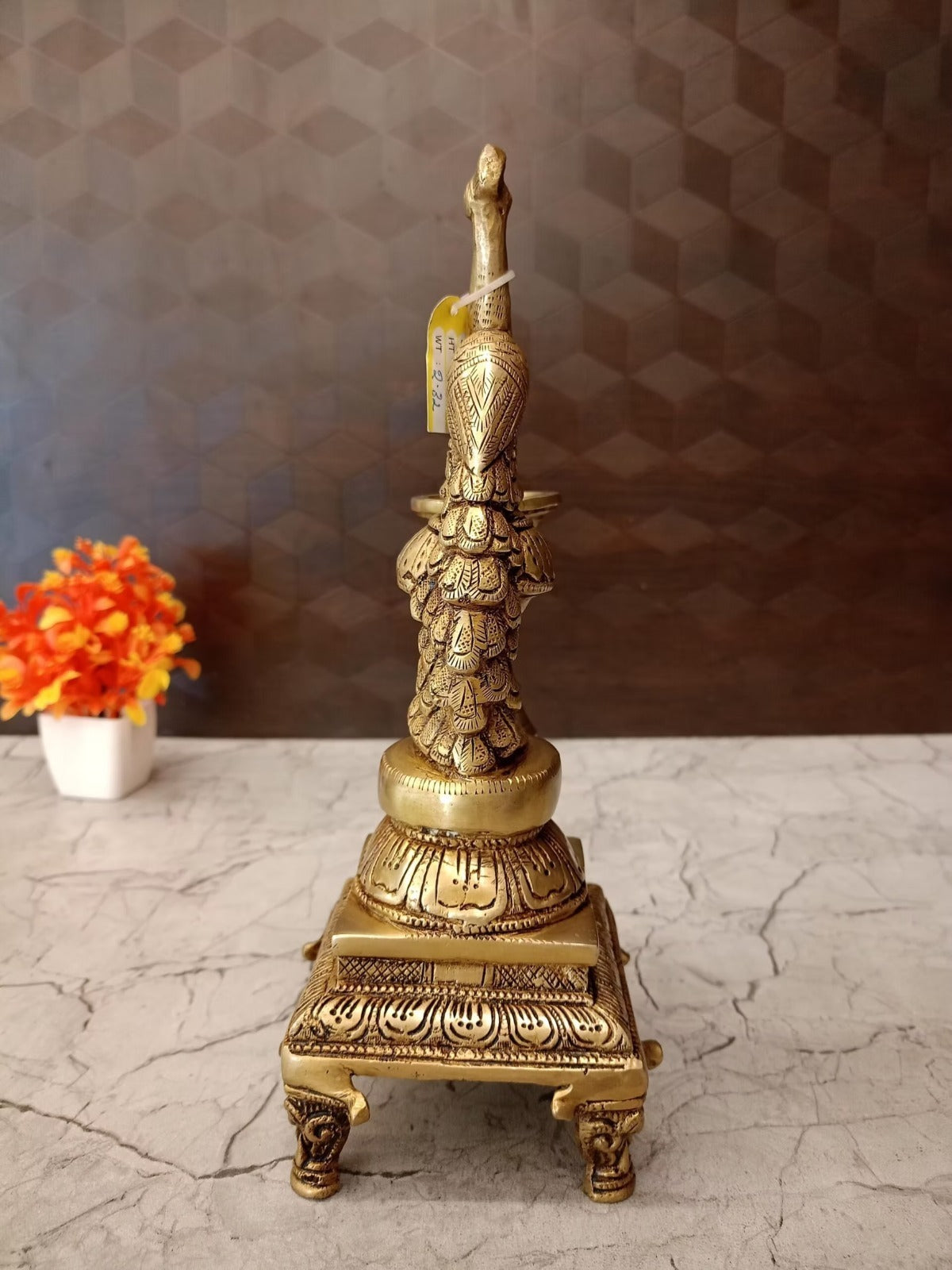 Brass Peacock Diya with Bell | Handcrafted Mayil Brass Oil Lamp for Pooja, Home & Vastu