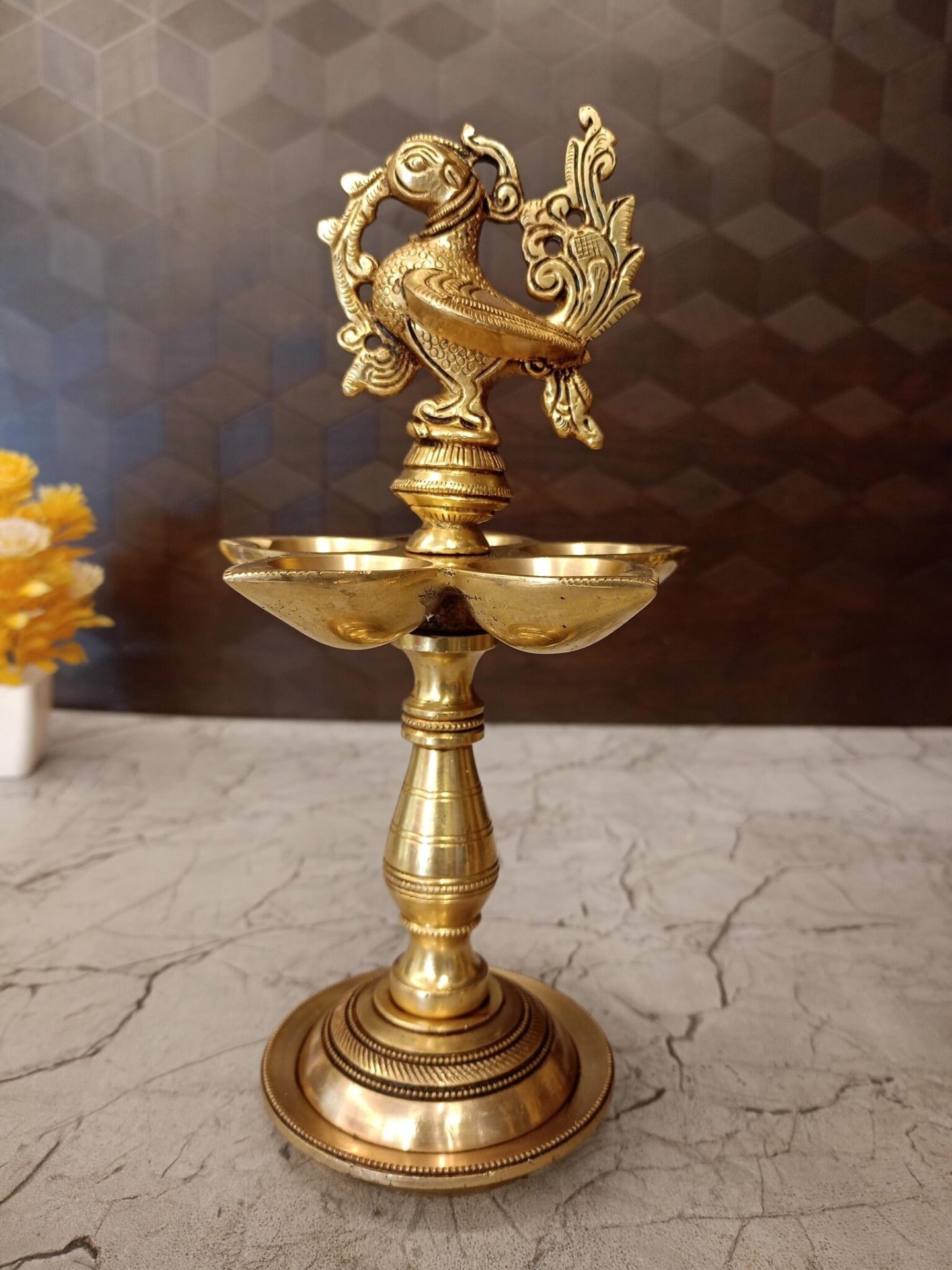 Brass Five Face Annam Kuthu Vilakku | Traditional Handcrafted Brass Deepam for Pooja, Home & Vastu