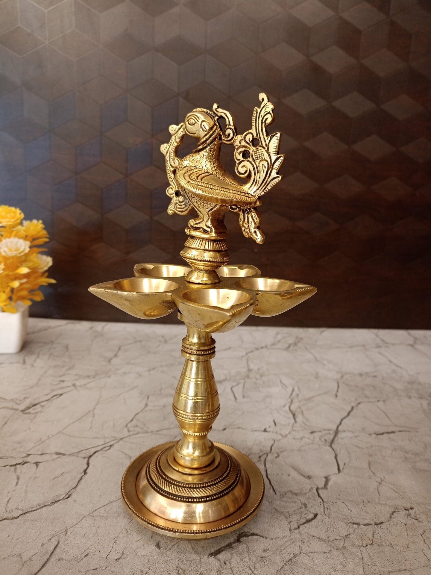 Brass Five Face Annam Kuthu Vilakku | Traditional Handcrafted Brass Deepam for Pooja, Home & Vastu