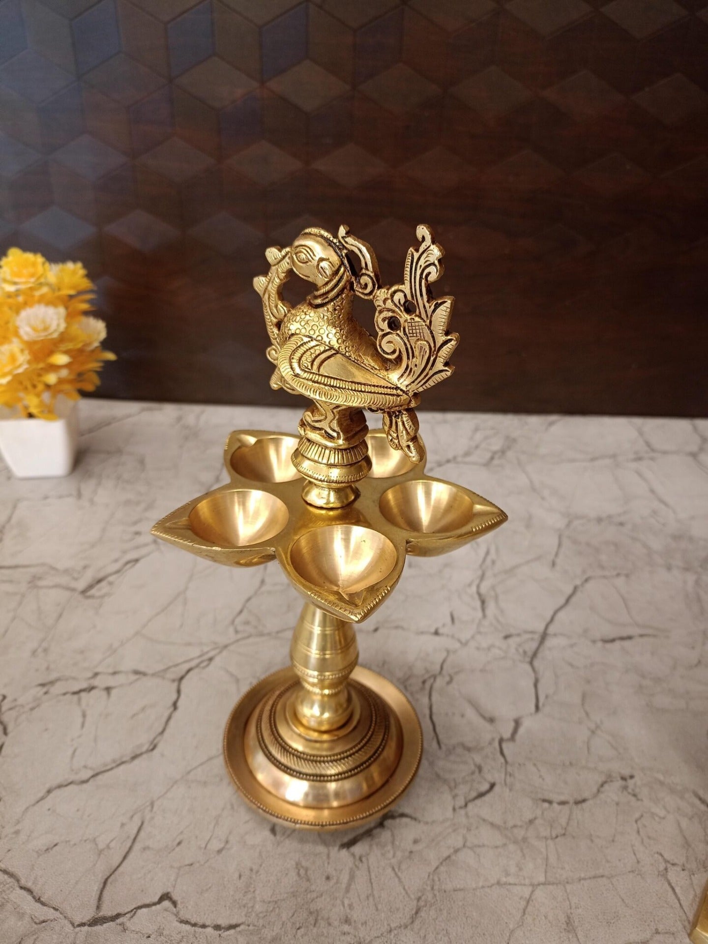 Brass Five Face Annam Kuthu Vilakku | Traditional Handcrafted Brass Deepam for Pooja, Home & Vastu