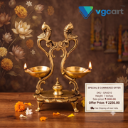 Brass Two Face Peacock Diya | Traditional Mayil Brass Oil Lamp for Pooja, Home Décor & Vastu