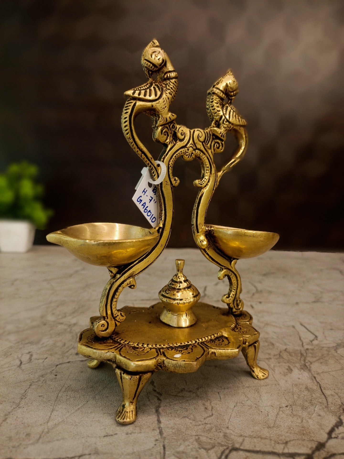 Brass Two Face Peacock Diya | Traditional Mayil Brass Oil Lamp for Pooja, Home Décor & Vastu