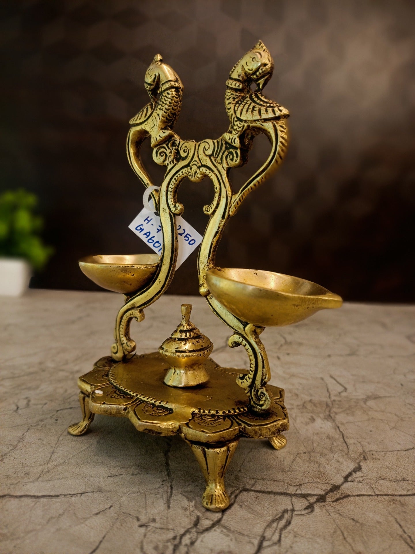 Brass Two Face Peacock Diya | Traditional Mayil Brass Oil Lamp for Pooja, Home Décor & Vastu