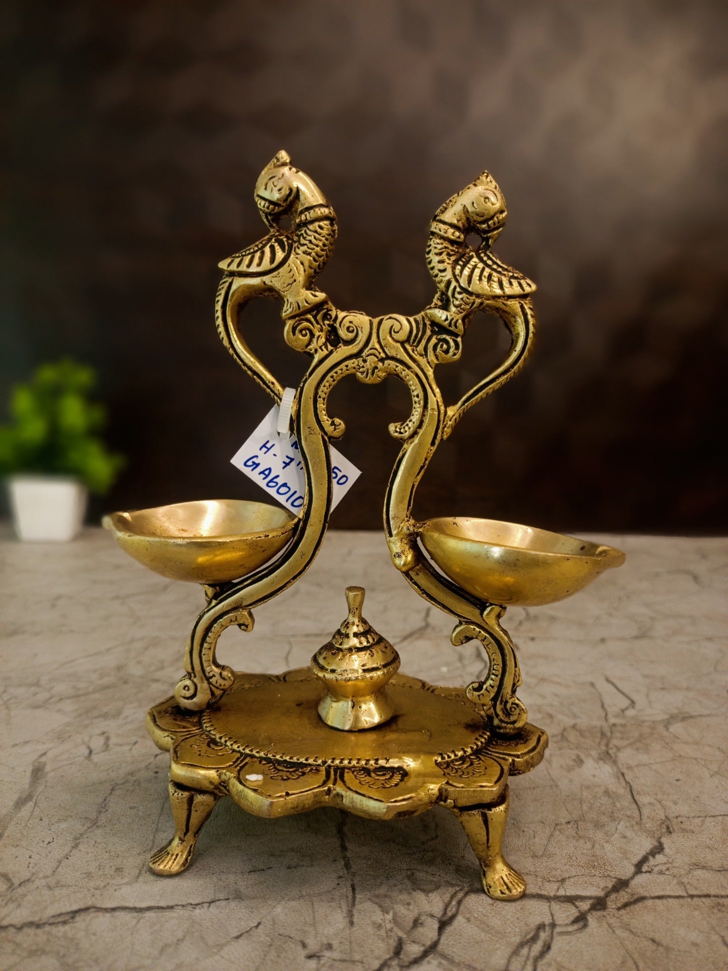 Brass Two Face Peacock Diya | Traditional Mayil Brass Oil Lamp for Pooja, Home Décor & Vastu