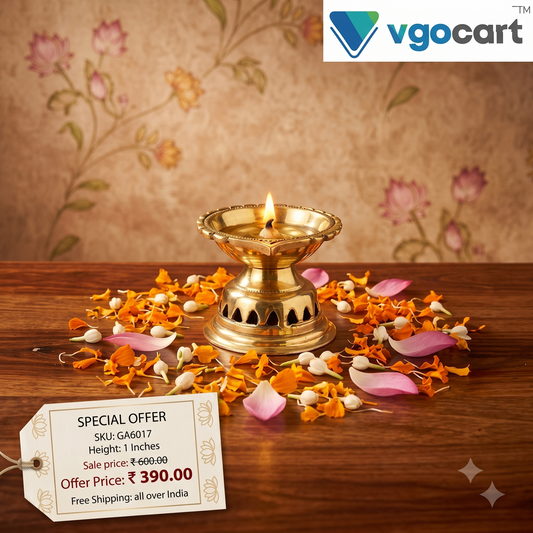 Brass Lotus Diya | Mini Handcrafted Brass Oil Lamp for Pooja, Festive Decor & Spiritual Gifting