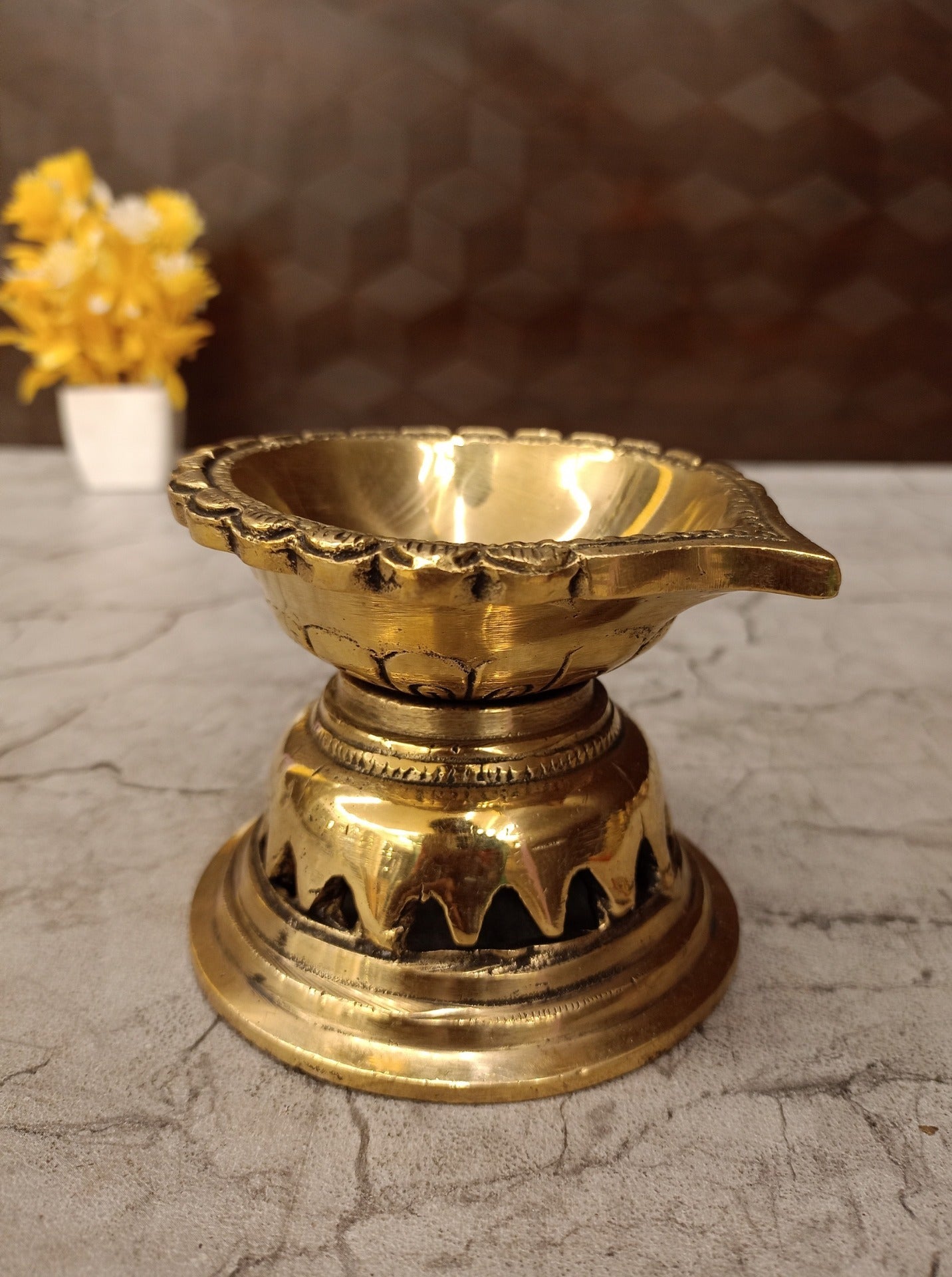 Brass Lotus Diya | Mini Handcrafted Brass Oil Lamp for Pooja, Festive Decor & Spiritual Gifting