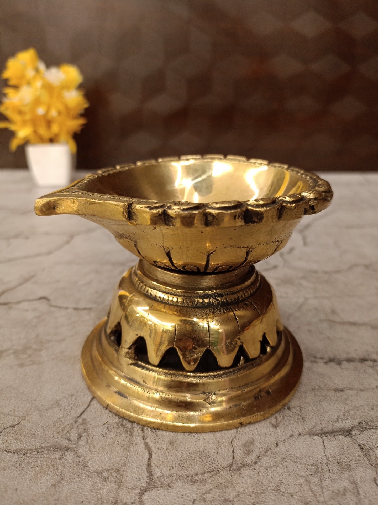 Brass Lotus Diya | Mini Handcrafted Brass Oil Lamp for Pooja, Festive Decor & Spiritual Gifting