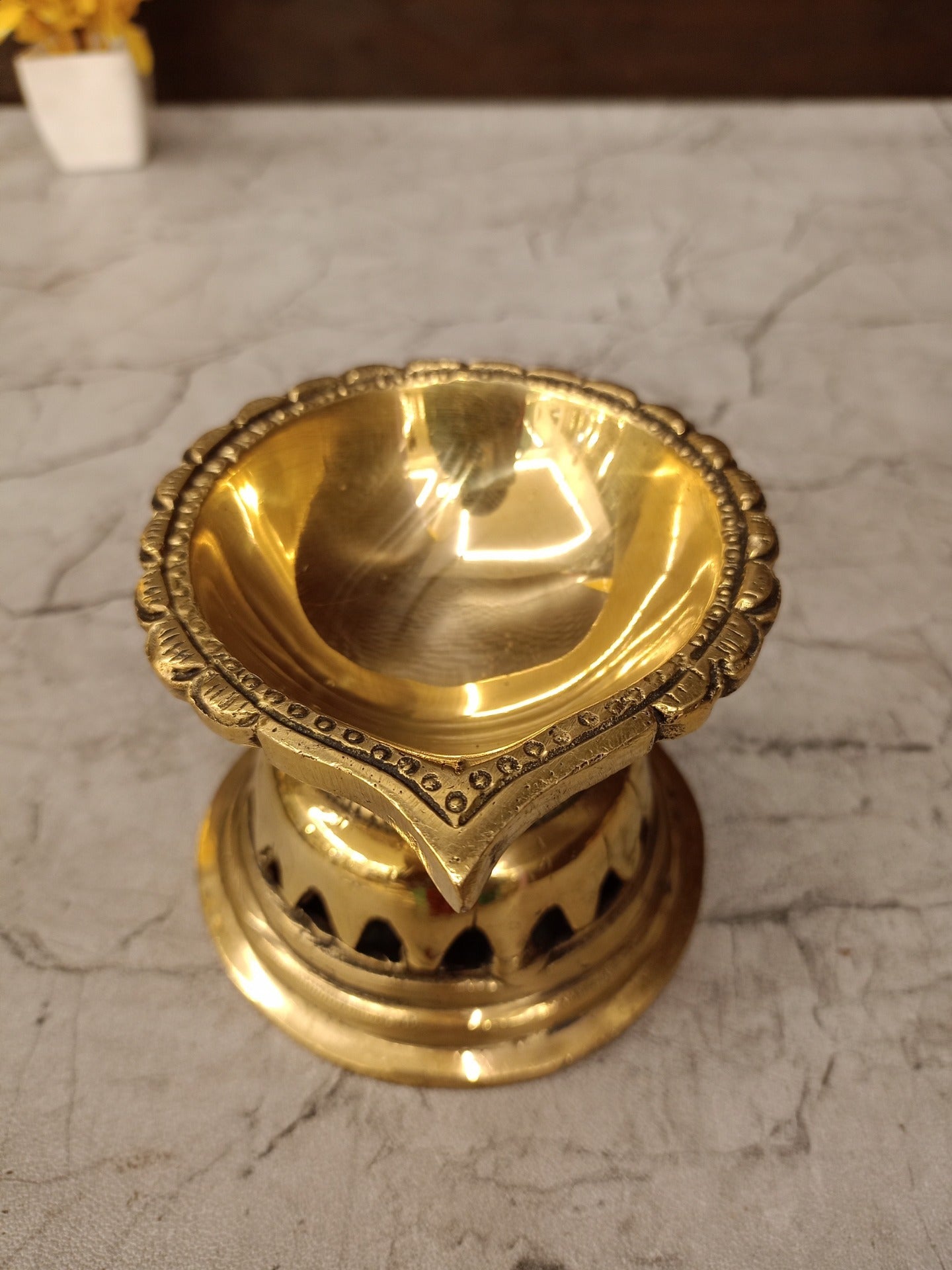 Brass Lotus Diya | Mini Handcrafted Brass Oil Lamp for Pooja, Festive Decor & Spiritual Gifting
