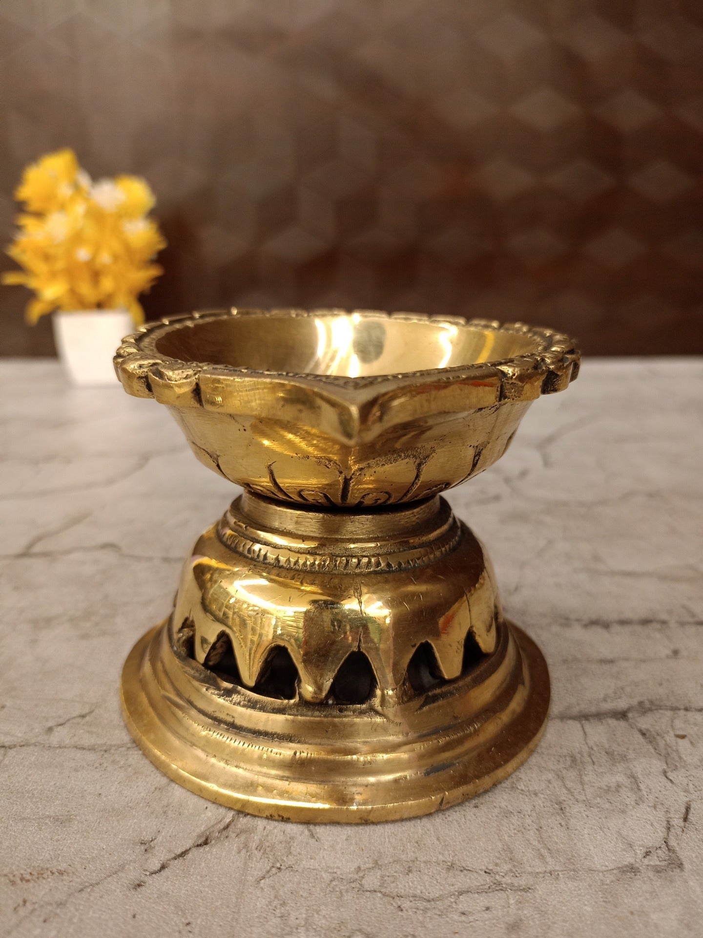 Brass Lotus Diya | Mini Handcrafted Brass Oil Lamp for Pooja, Festive Decor & Spiritual Gifting