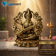 Brass Fine Art Saraswathi with Thiruvachi Idol | Premium Handcrafted Goddess Saraswati Brass Statue for Pooja, Home & Vastu