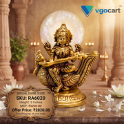 Brass Saraswathi Idol Sitting on Annam | Premium Goddess Saraswati Brass Statue for Pooja, Study Room & Home Décor